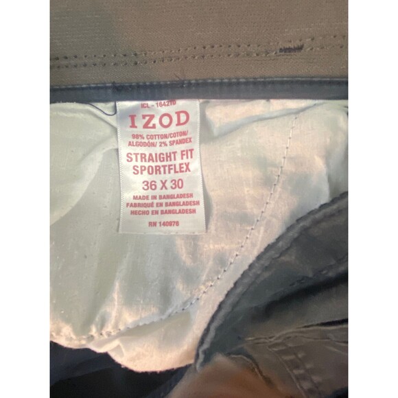 Izod Support Flex Pants Mens 36 x 30 Navy Blue Chino Casual Slacks - Picture 6 of 6